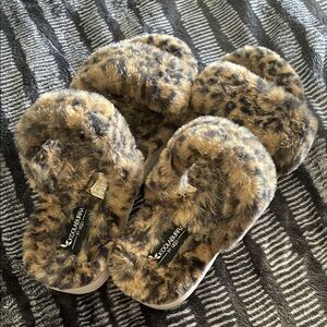 UGG Leopard Print Fuzzy Slippers